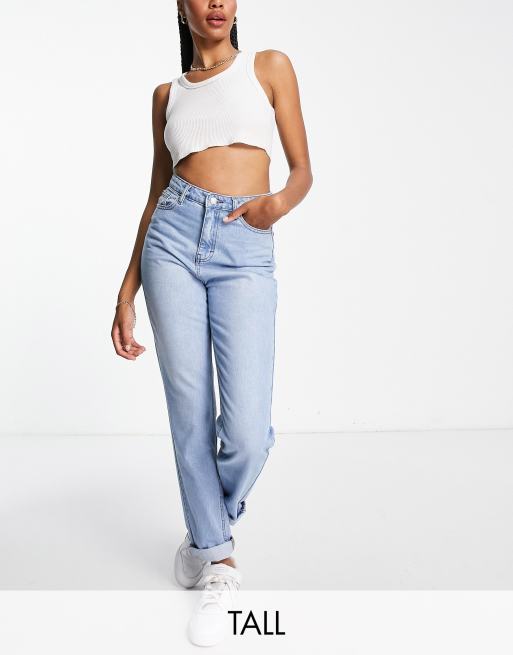 DTT Tall - Veron - Ruimvallende mom jeans in lichtblauw met wassing  