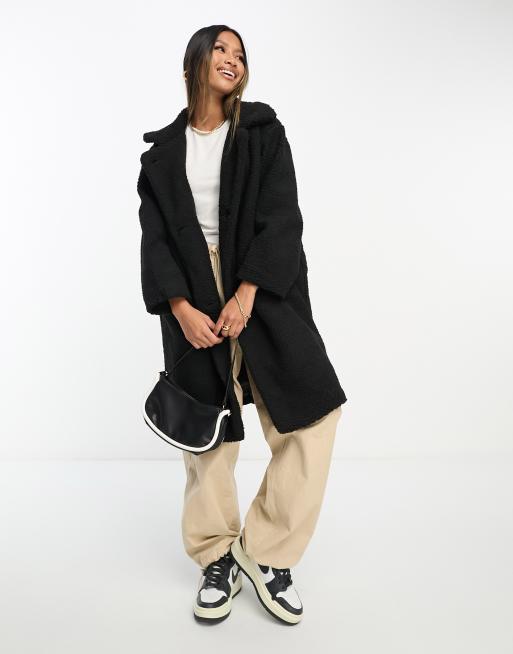 Black Oversize Teddy Coat, TENKI LONDON