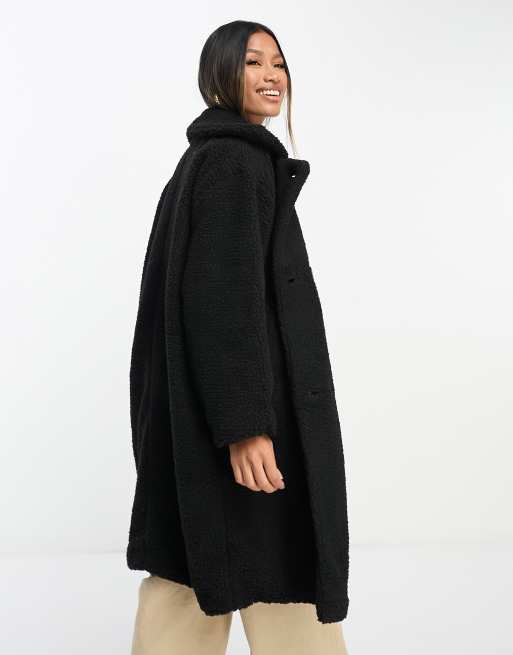 Black Oversize Teddy Coat, TENKI LONDON