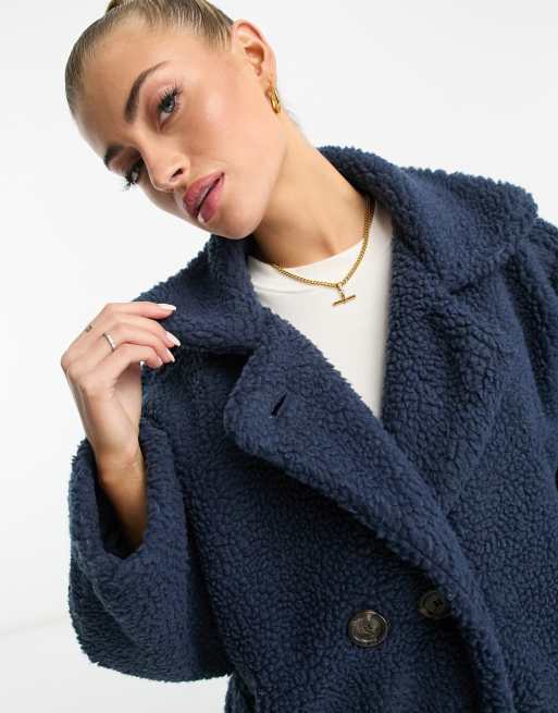 Manteau best sale teddy bleu