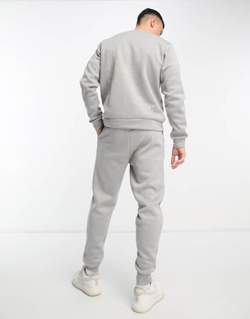 DTT - Trainingspak van sweatshirt met ronde hals en joggingbroek in gemêleerd lichtgrijs, 2 van 4