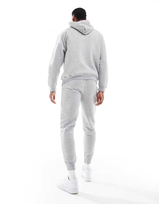 DTT - Tuta sportiva con felpa con cappuccio e joggers grigio chiaro mélange, 4 di 4