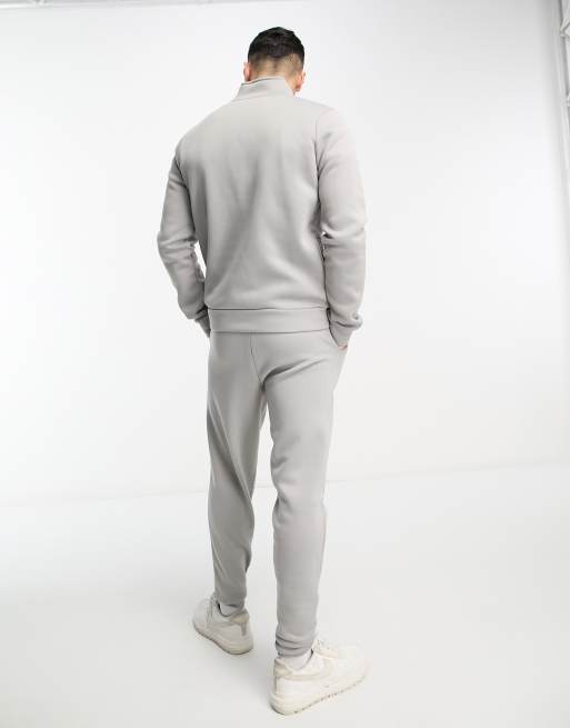 DTT - Tuta sportiva grigio chiaro con joggers e felpa con zip corta, 2 di 4