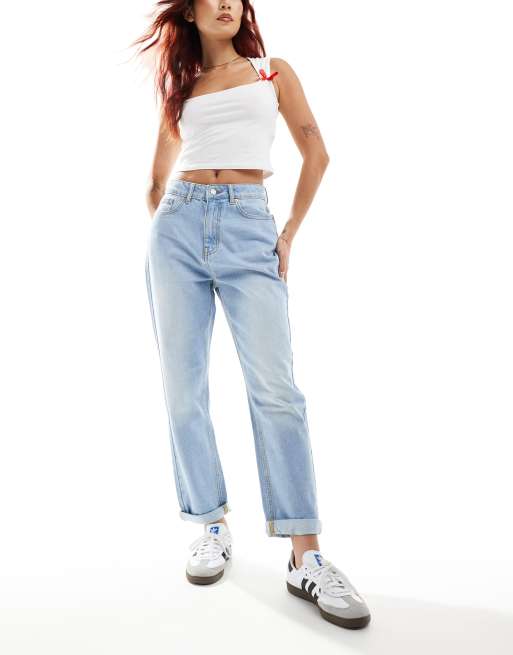 DTT - Veron - Afslappede mom-jeans i lyseblå vask
