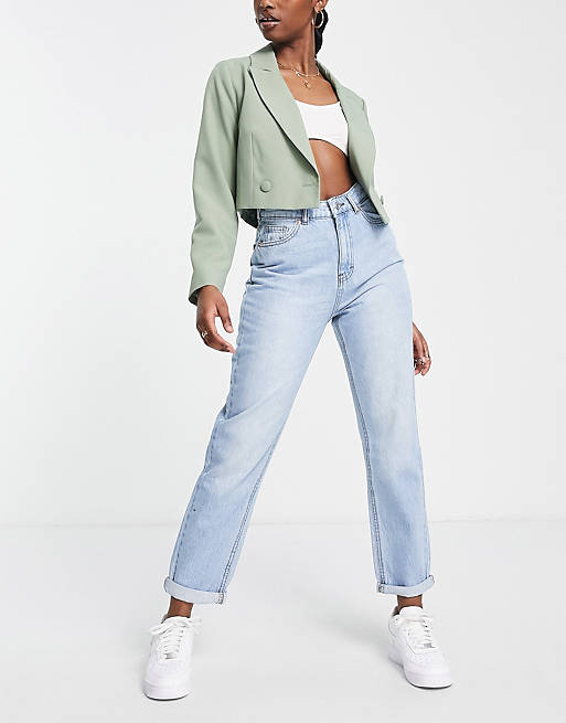 DTT Veron relaxed fit mom jeans in light blue wash 