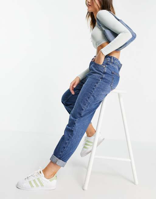 DTT Plus Veron relaxed fit mom jeans in mid blue wash, ASOS