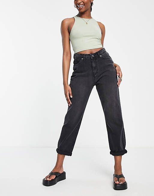 DTT Veron relaxed fit mom jeans in washed black 