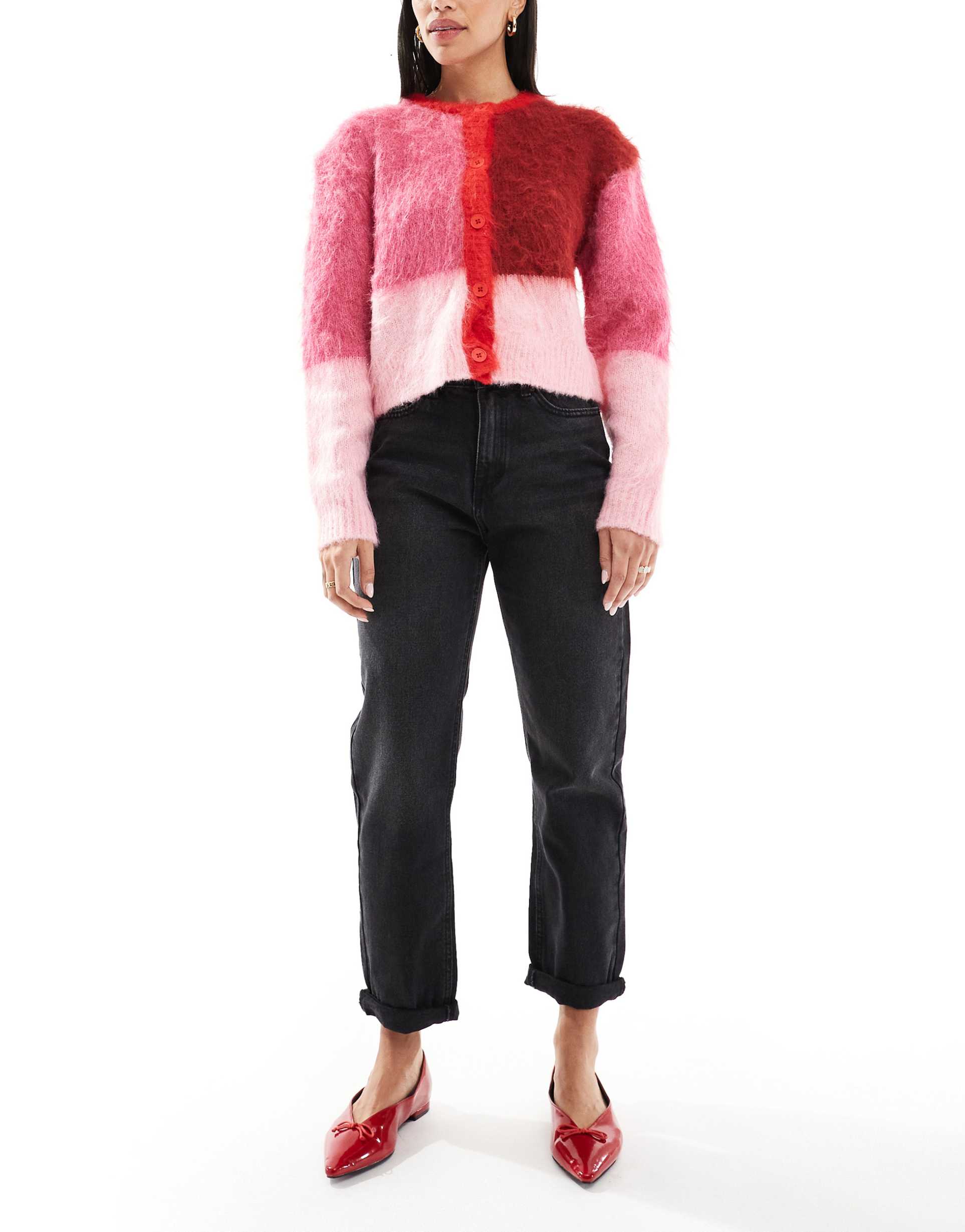 dtt veron relaxed fit mom jeans in washed black