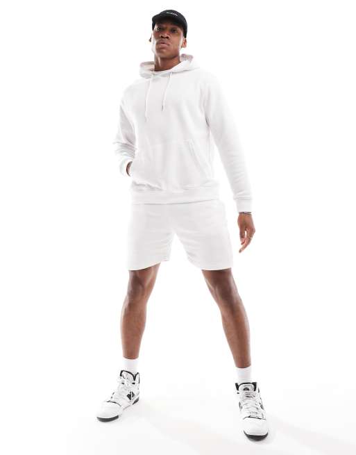 DTT – Vitt set i jersey med huvtröja i dra på-modell och shorts, 4 av 4