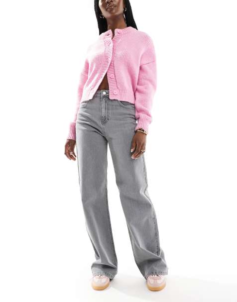 DTT - Winnie - Jeans met halfhoge taille en wijde pijpen in lichtgrijs - view 1