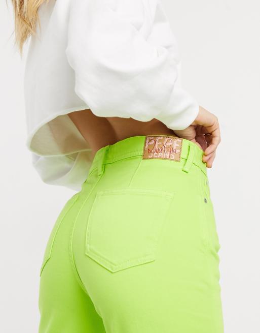 Dua Lipa x Pepe Jeans high rise straight leg jean in neon green