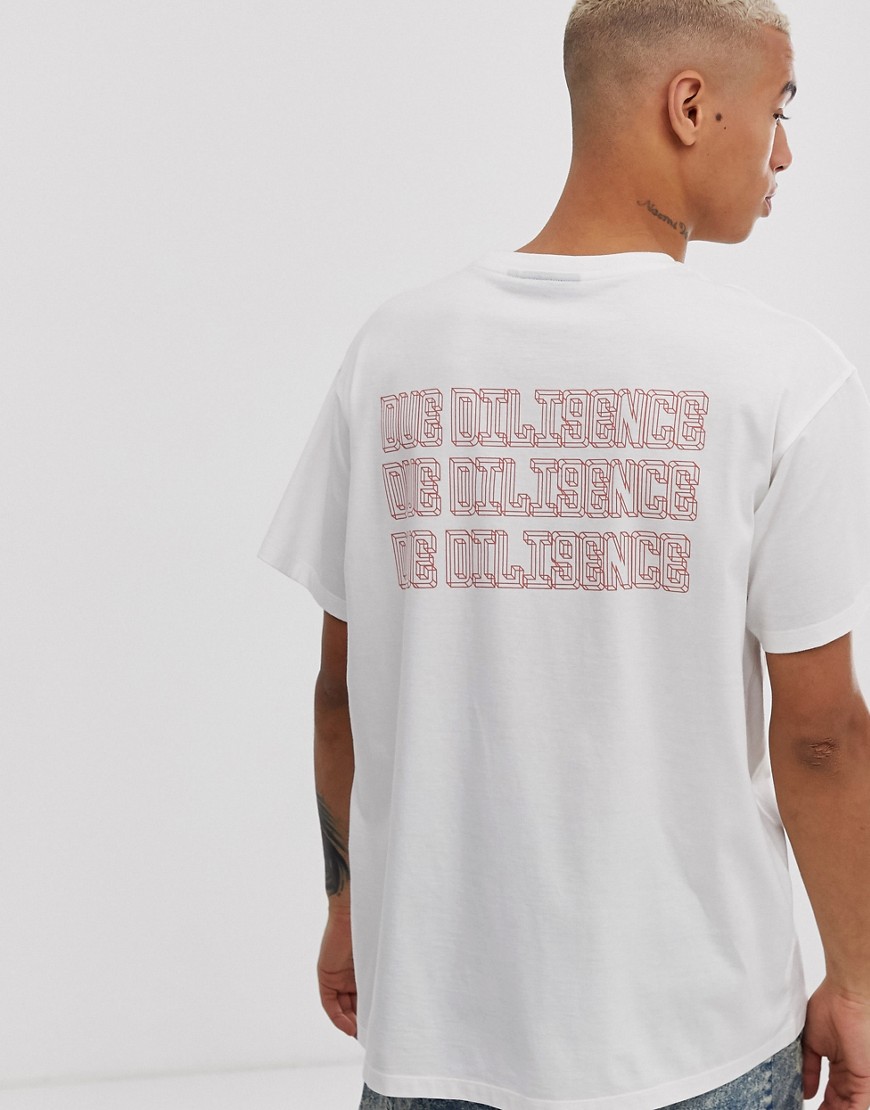 Due Diligence t-shirt with back logo in white