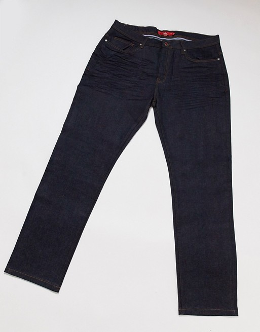 Duke 1959 fit stretch jeans with contrast colour stitching in dark blue