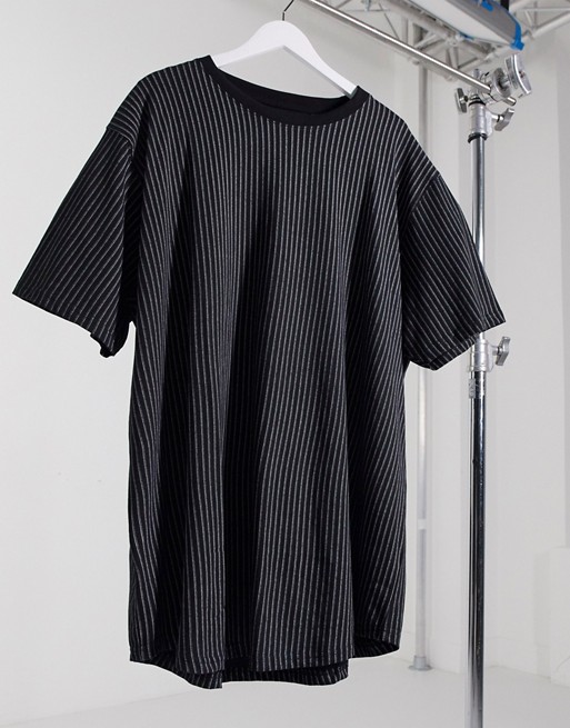 Duke couture stripe print curved hem t-shirt