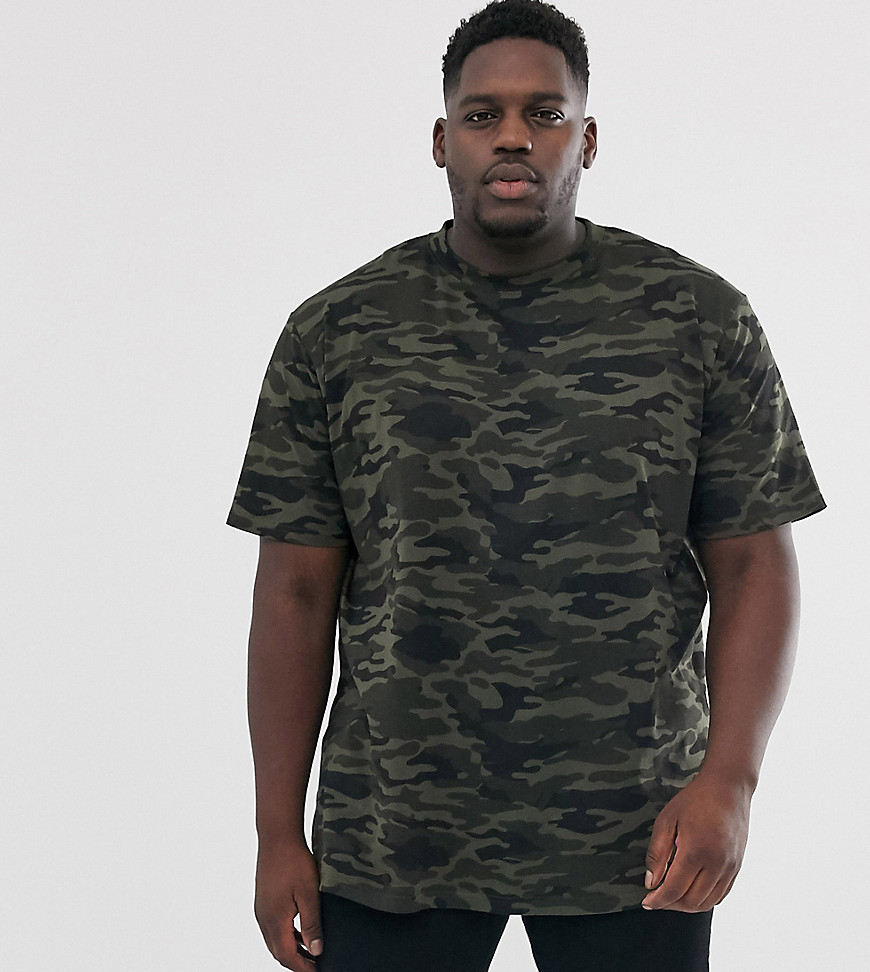 Duke - King Size - T-shirt in camouflageprint-Groen