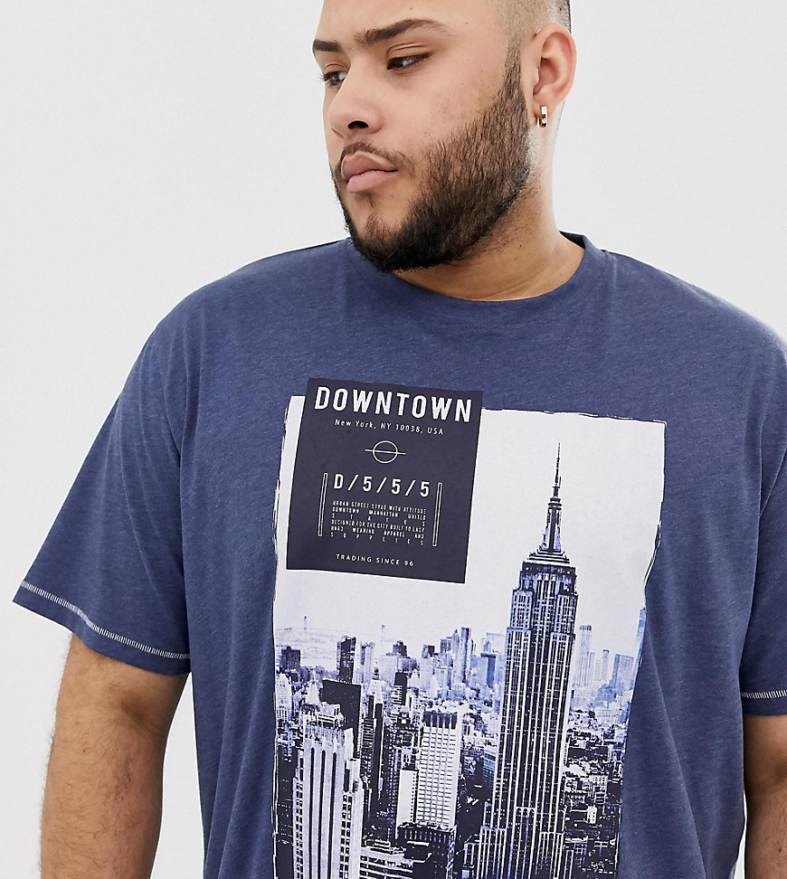 Duke King Size - T-shirt met Downtown NY-print-Blauw