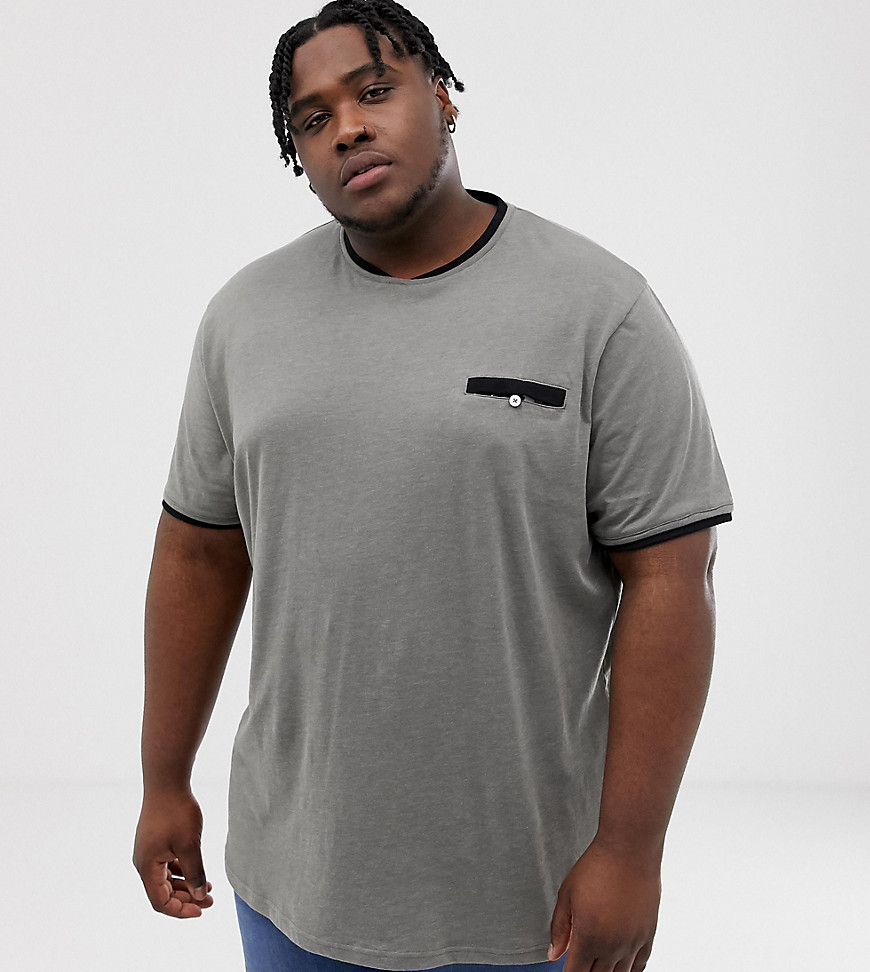 Duke King Size - T-shirt met paspelzak in grijsgroen