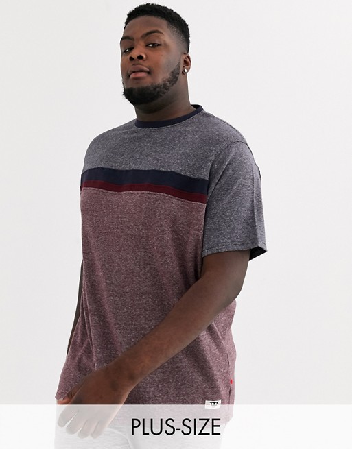 Duke king size t-shirt with cut and sew chest panel in burgundy