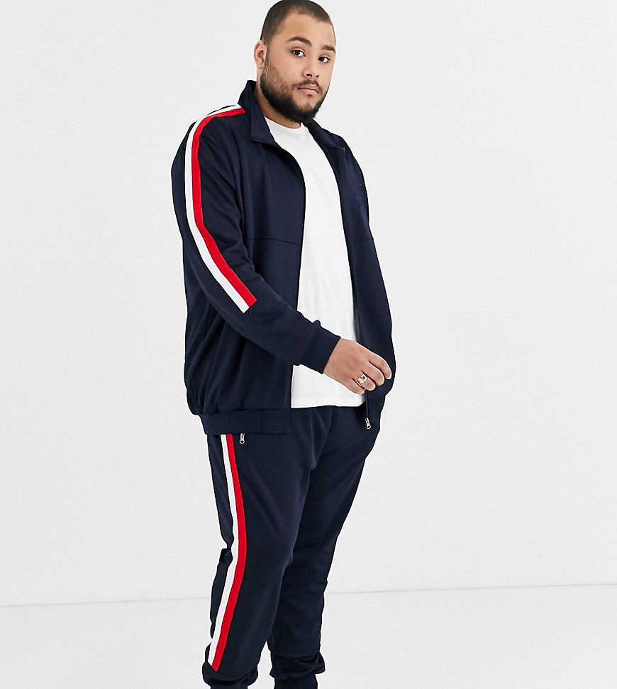 Duke king size zip up track jacket with sleeve taping in navy