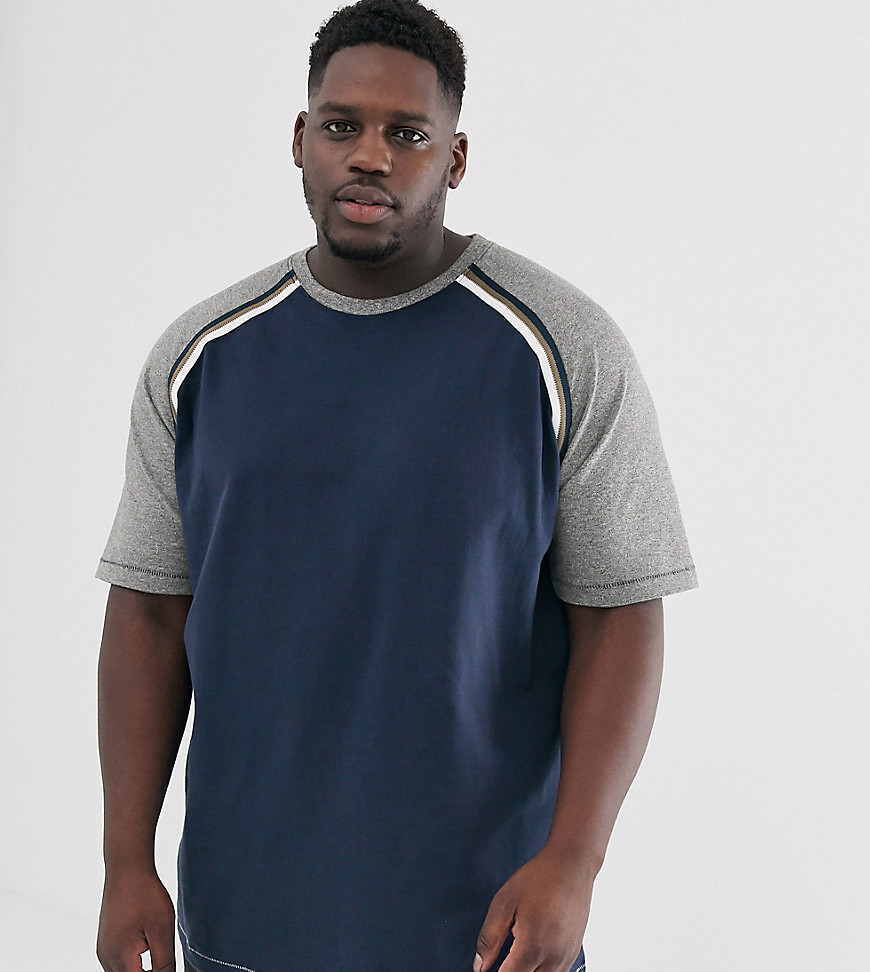 Duke - Marineblå king size t-shirt med raglanærmer i kontrastfarve