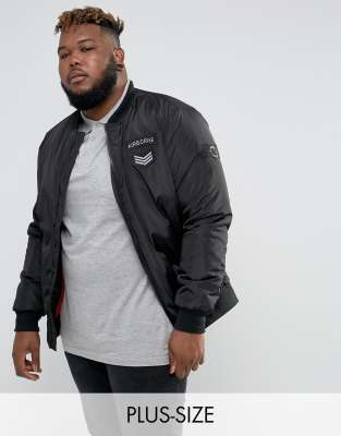 Duke PLUS Bomber Jacket With Badges In Black