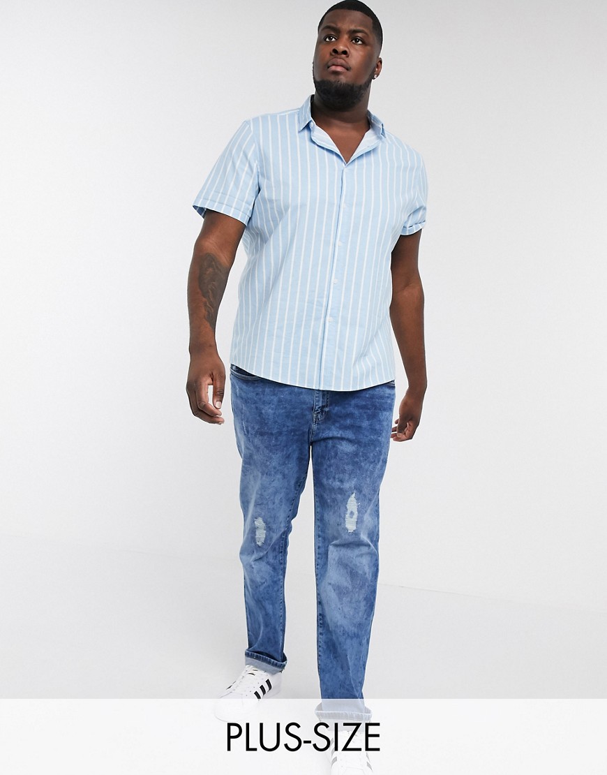 Duke – Plusstorlek – Couture – Jeans med revor-Blå