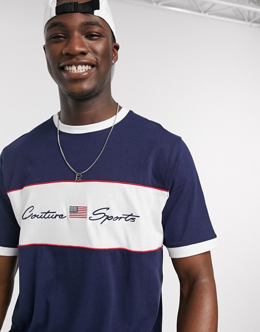 Duke Tall – Granatowy T-shirt z okrągłym dołem JPTA