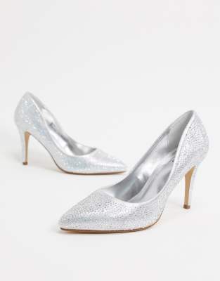 silver high heels asos