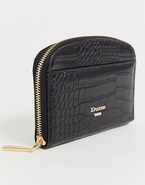 Dune black croc zip purse