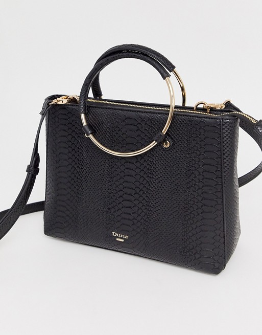 Dune Black Dry Snake Tote with Round Handle