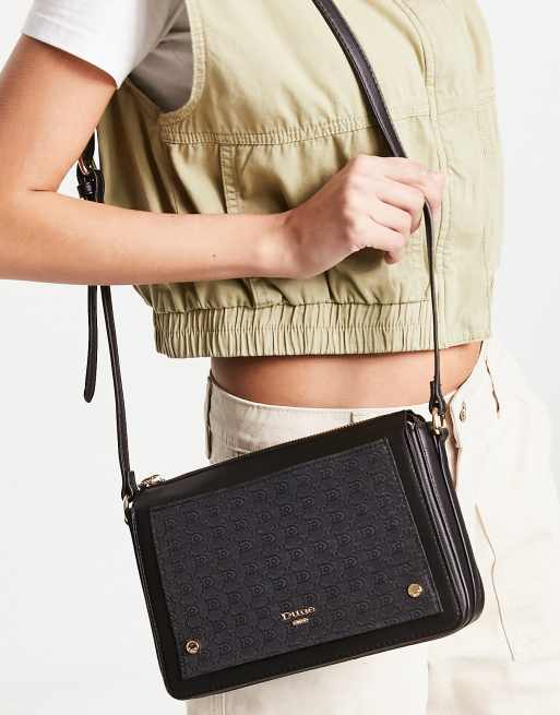 Dune - Borsa a tracolla in jacquard con logo nera