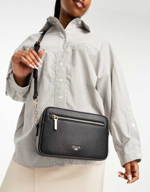 Dune - Borsa a tracolla nera con zip sul davanti