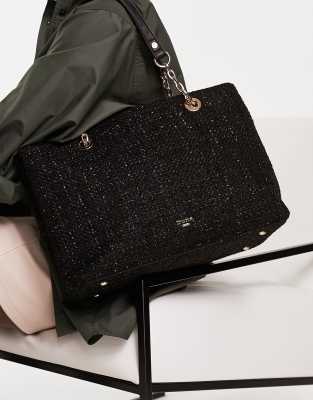 Dune boucle shoulder bag in black