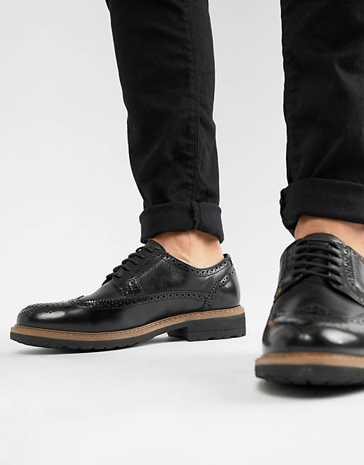Dune Brogues In Black Leather | ASOS