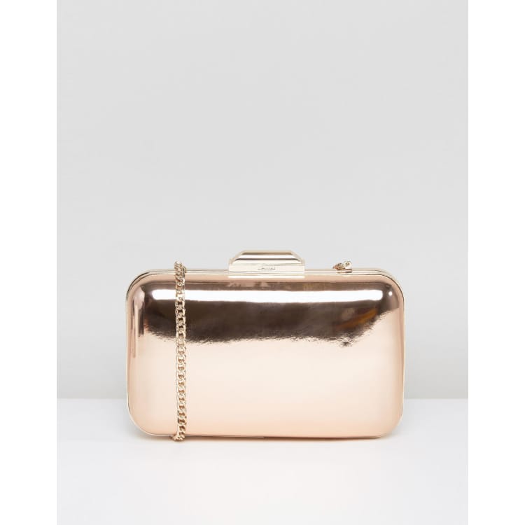 Dune Broncho Rose Gold Metallic Box Clutch Bag