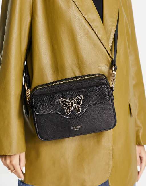 Dune butterfly crossbody with front pocket in black
