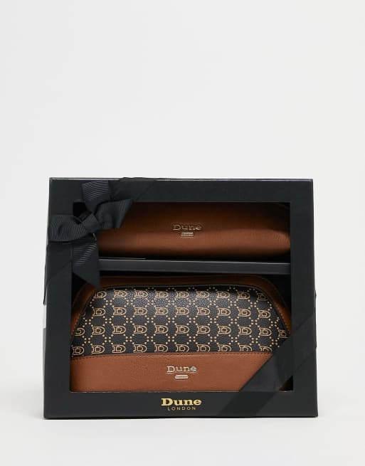 Dune - Cadeauset met toilettas in bruin met monogram
