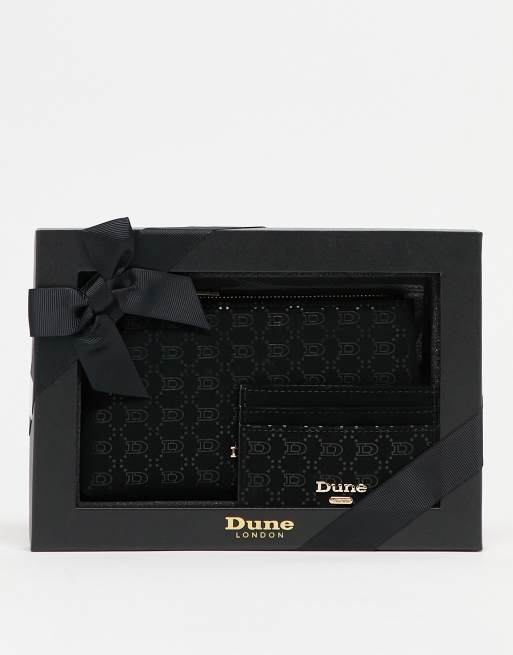 Dune - Cadeauset van tasje kaarthouder in zwart met monogram