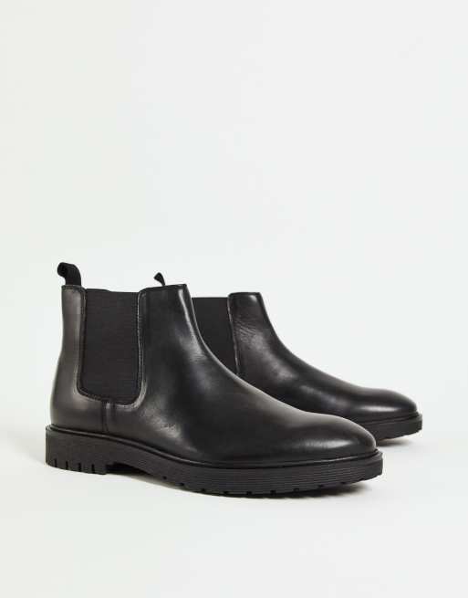 Dune Capton chelsea boots in black leather | ASOS