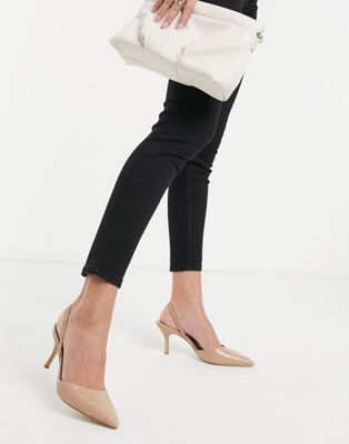 Dune catrina pointed heeled shoes in beige croc | ASOS