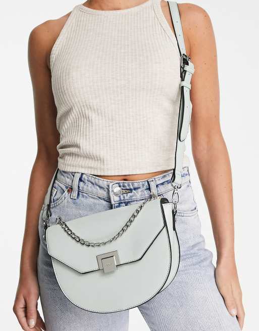 Dune chain detail crossbody bag in green ASOS