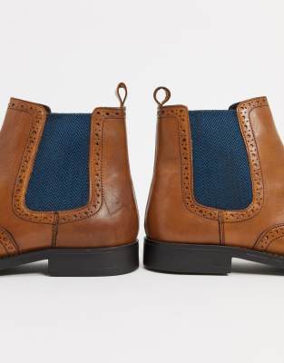 dune chelsea boots in tan leather