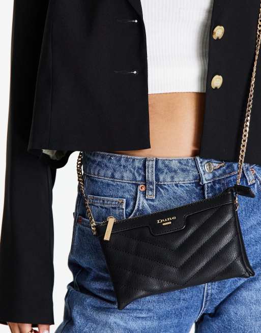 Dune chevron chain crossbody bag in black ASOS