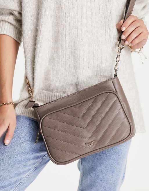 Dune chevron crossbody bag in taupe