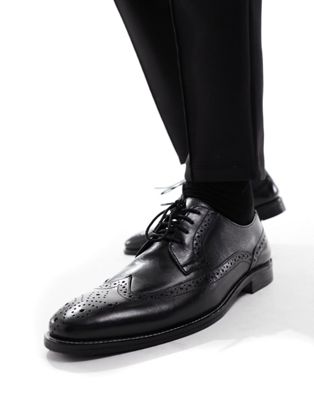 Dune classic leather brogues in black