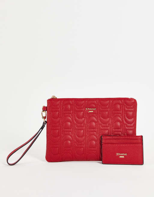 Dune clutch and card holder gift set in red | ASOS