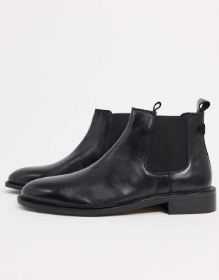 dune chelsea boots in black leather