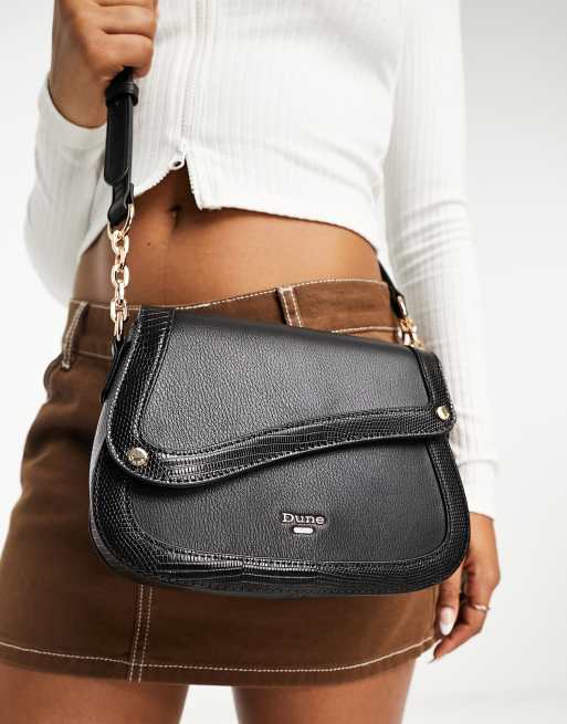 Dune cross body saddle bag in black