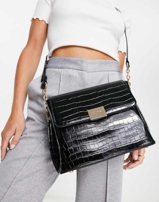 Dune - Crossbody tas in zwart met krokodillenmotief