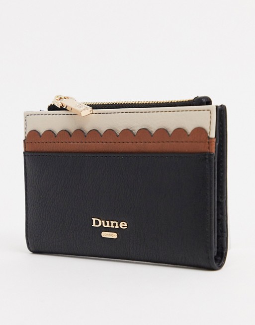 Dune curved edge black and tan purse